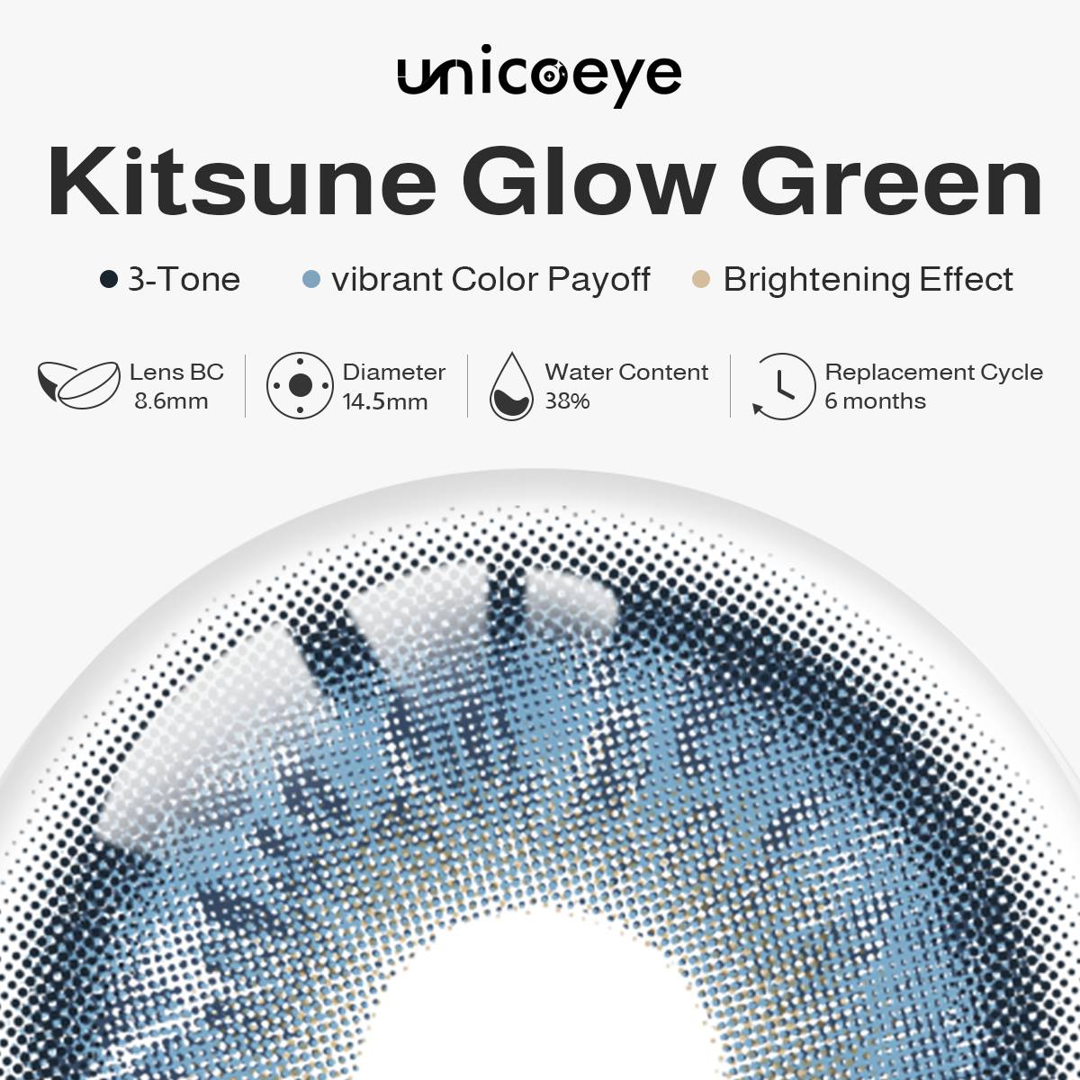 Kitsune Glow Blue 6 Months Contact Lenses | 2 Pcs