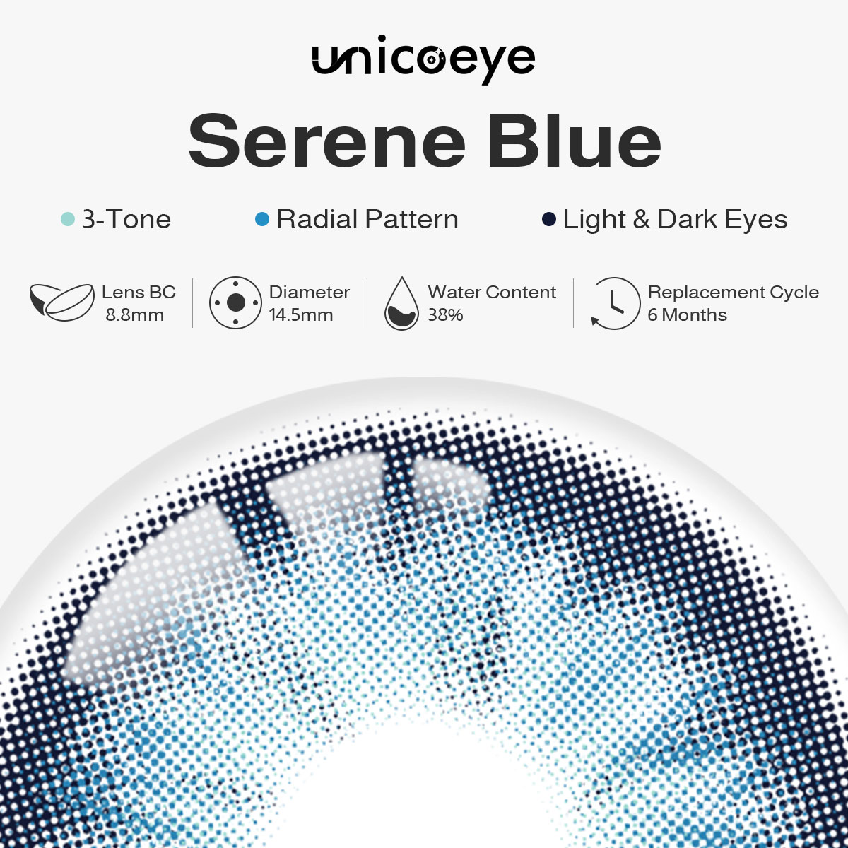 Serene Blue 6 Months Contact Lenses | 2 Pcs