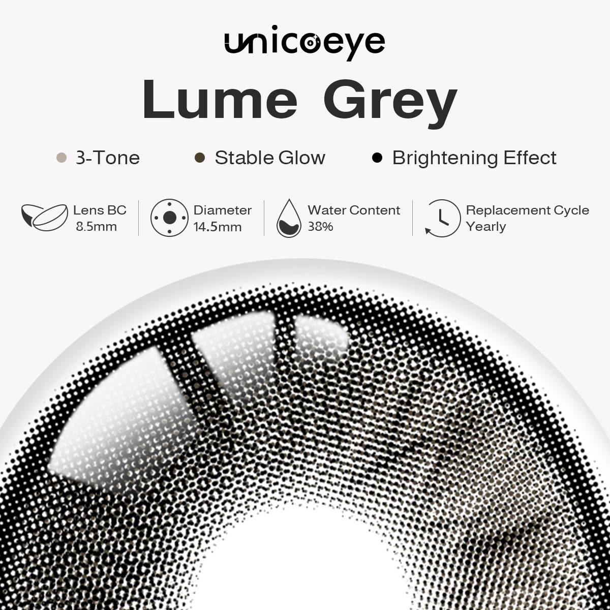 Lume Grey Prescription Yearly Contact Lenses | 2 Pcs