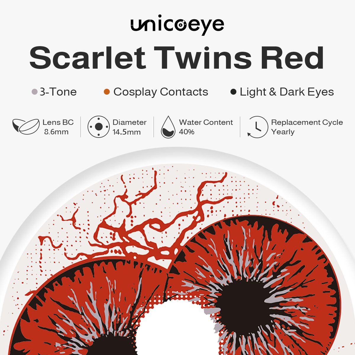 Scarlet Twins Red Costume Yearly Contact Lenses | 2 Pcs