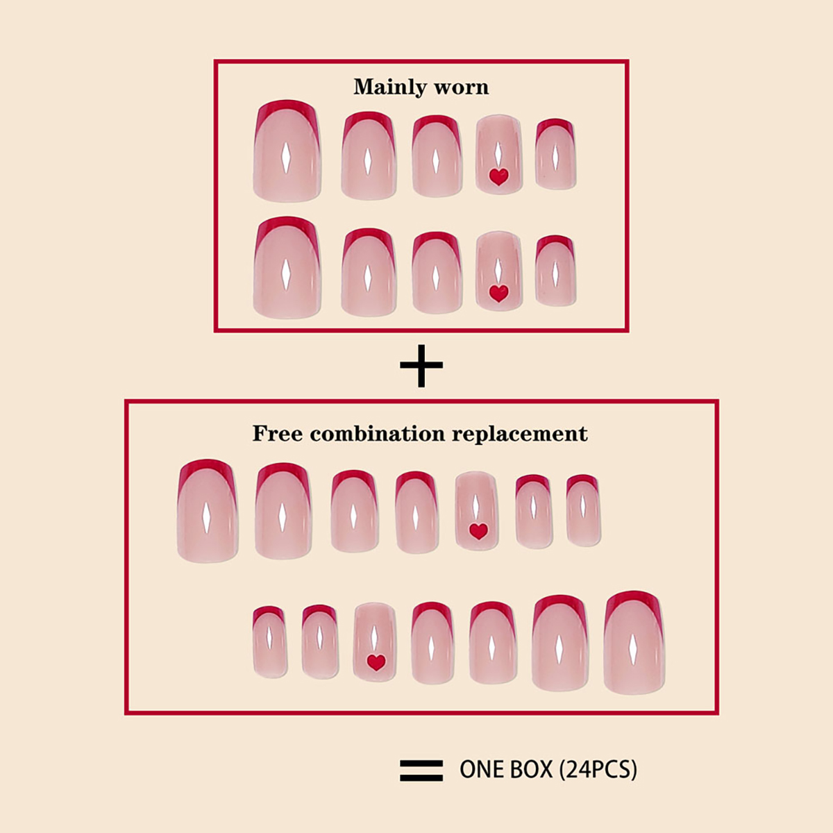 Heart Inferno Red Nails