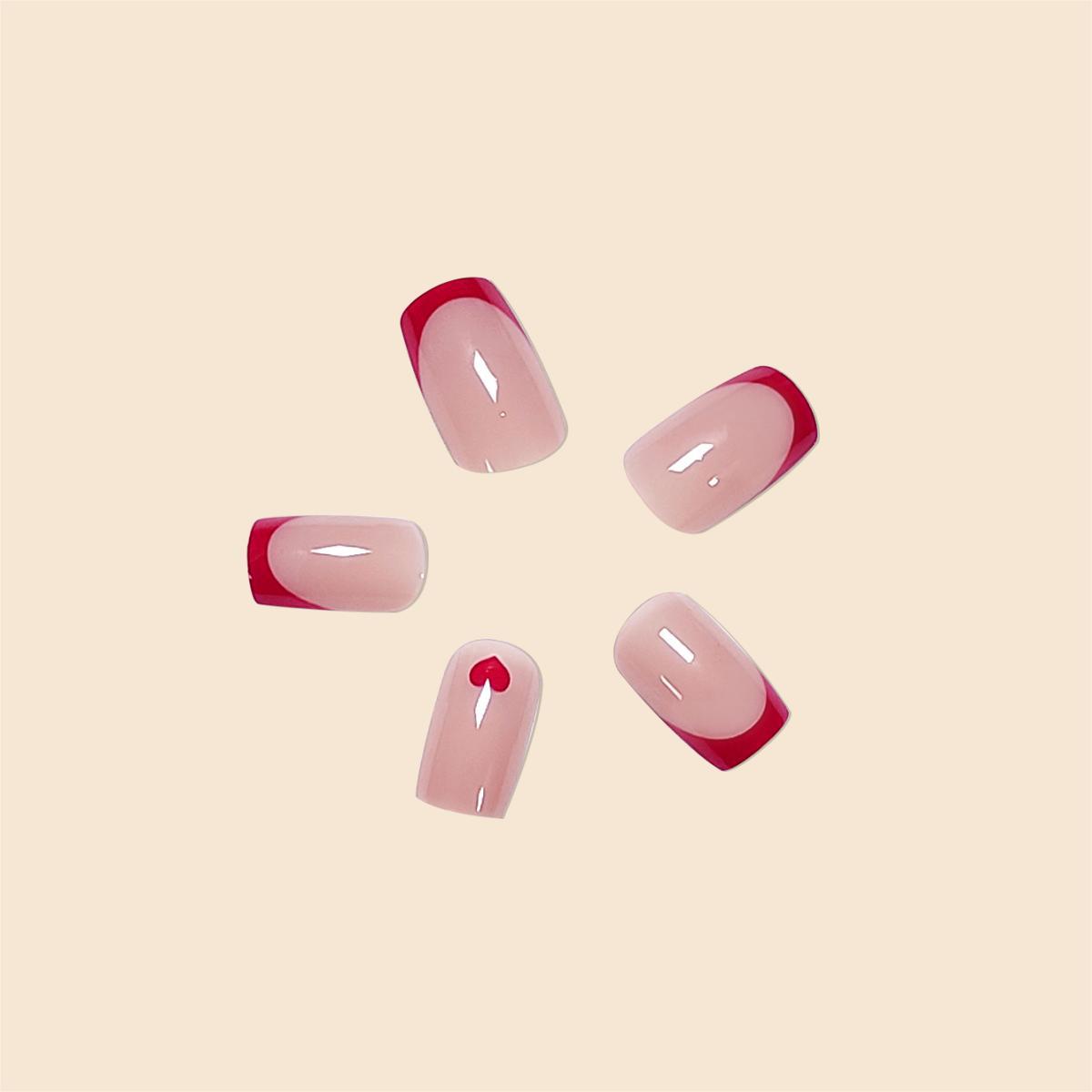 Heart Inferno Red Nails