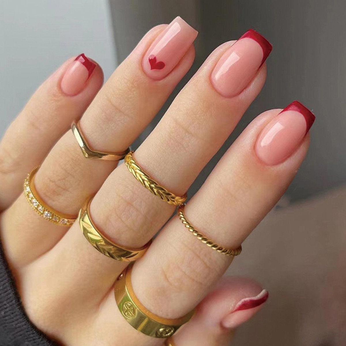 Heart Inferno Red Nails