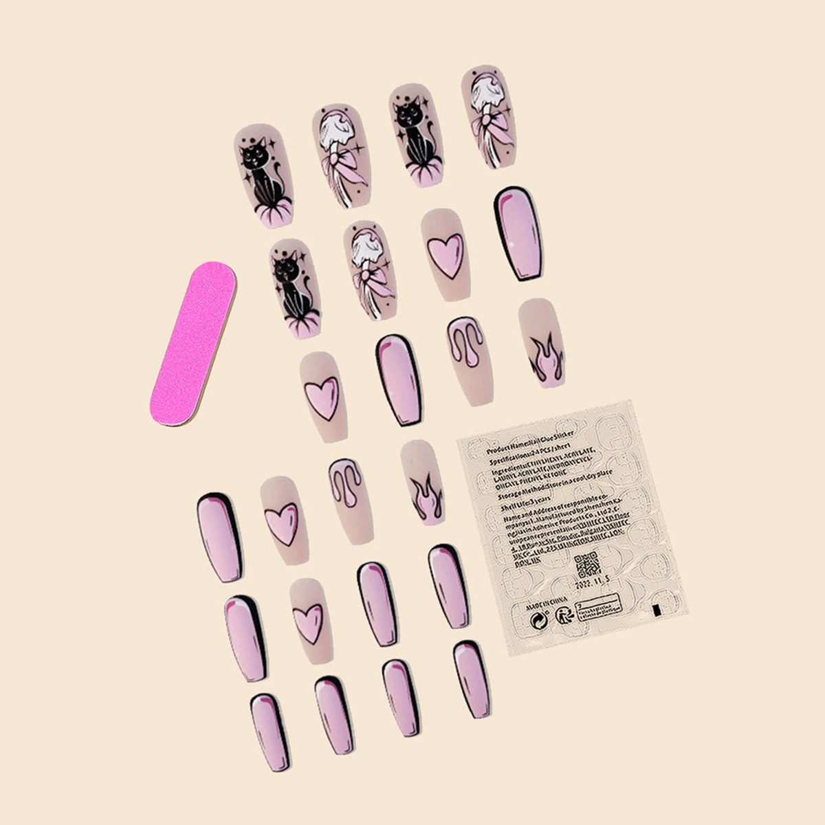 Kitty Canvas Pink Nails