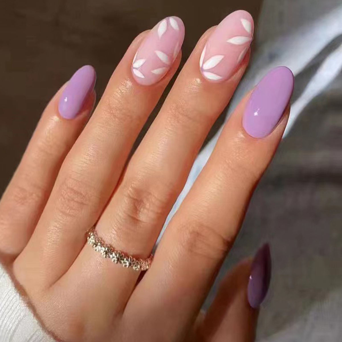 Lilac Petals Lavender Nails