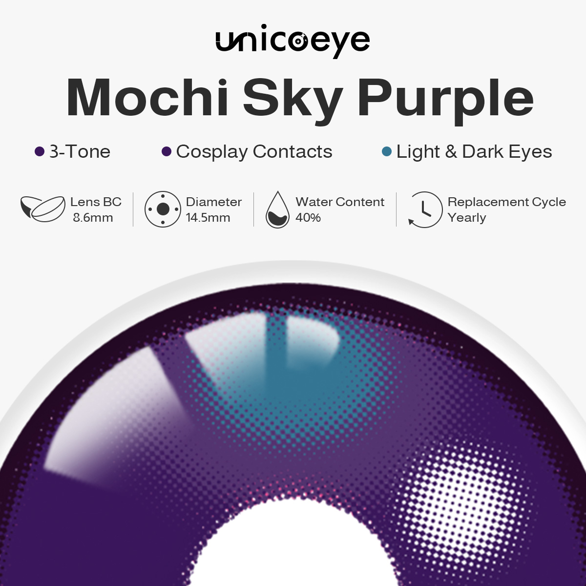 Mochi Sky Purple Costume Yearly Contact Lenses