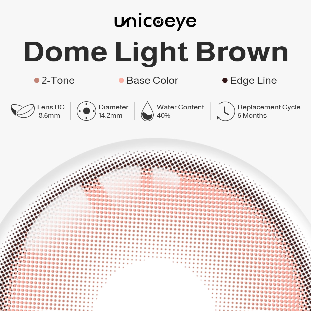 Dome Light Brown Prescription 6 Months Contact Lenses | 2pcs
