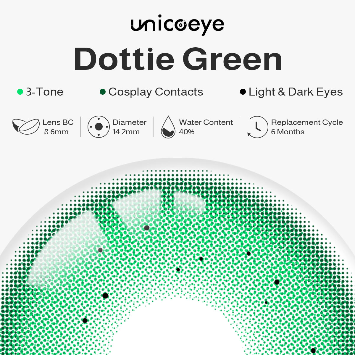 Dottie Green Prescription 6 Months Contact Lenses | 2 Pcs