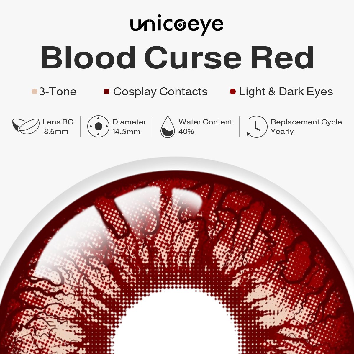 Blood Curse Red Costume Yearly Contact Lenses | 2 Pcs