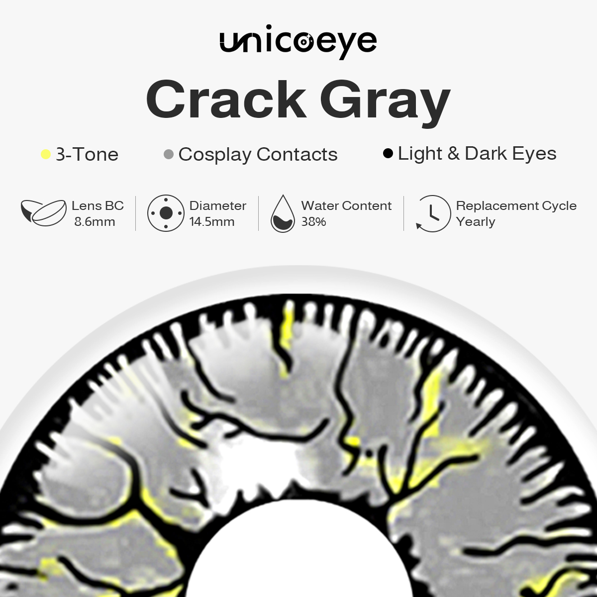 Crack Gray Costume Yearly Contact Lenses