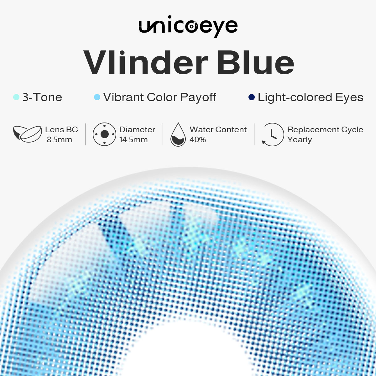 Vlinder Blue Prescription Yearly Contact Lenses | 2 Pcs