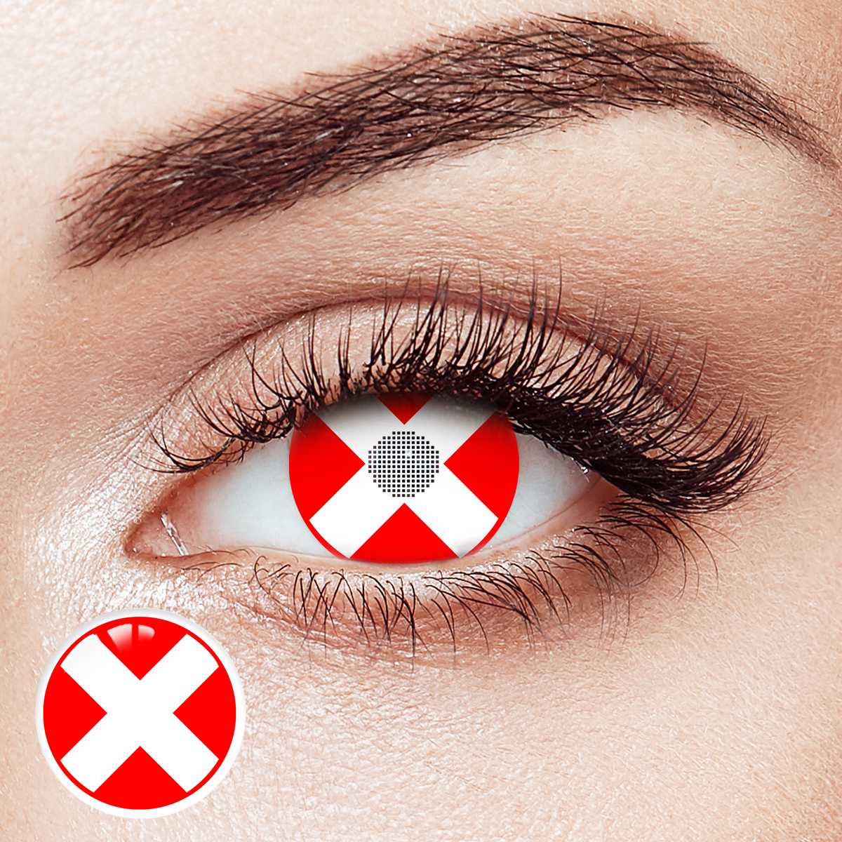 Hazard Error X Red Costume Yearly Contact Lenses | 2 Pcs