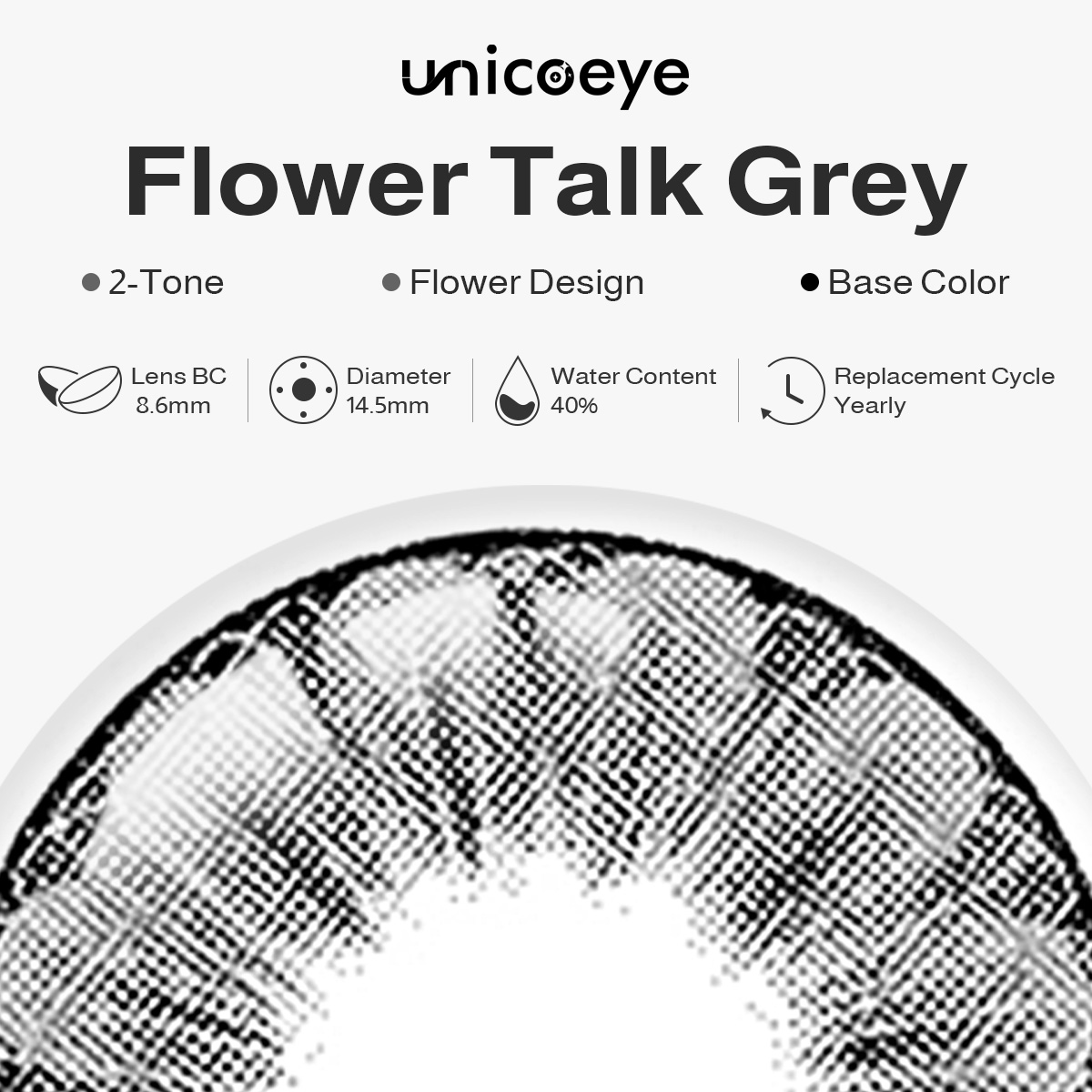 Flower Talk Gray Prescription Yearly Contact Lenses