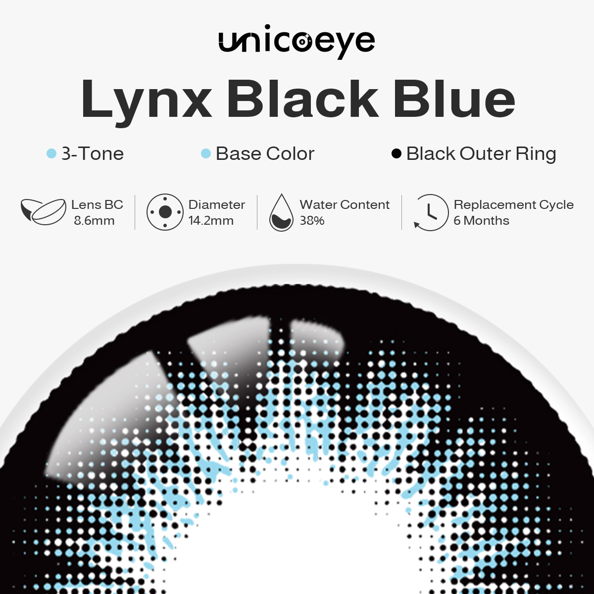 Lynx Black Blue 6 Months Contact Lenses | 2 Pcs