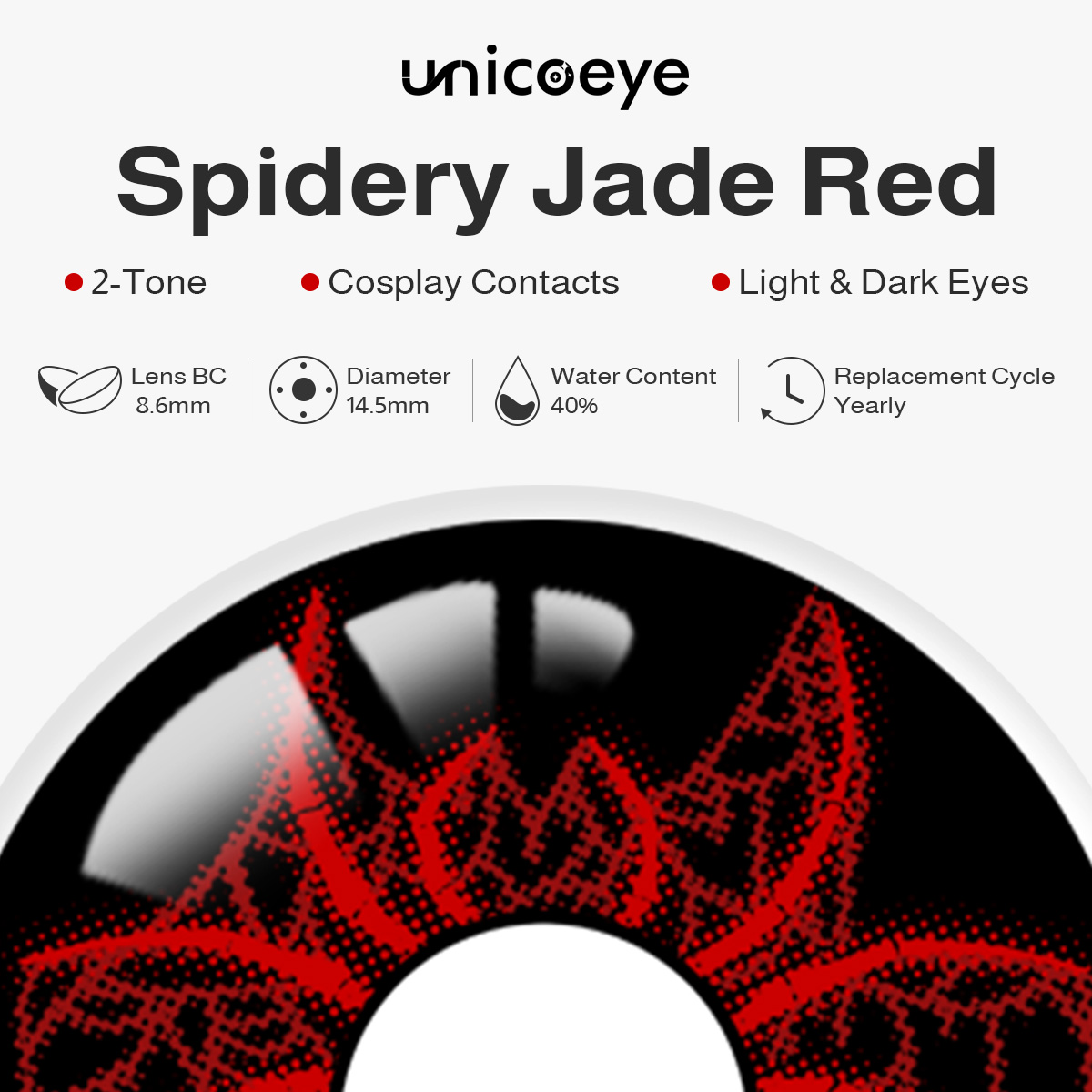 Spidery Jade Red Costume Yearly Contact Lenses