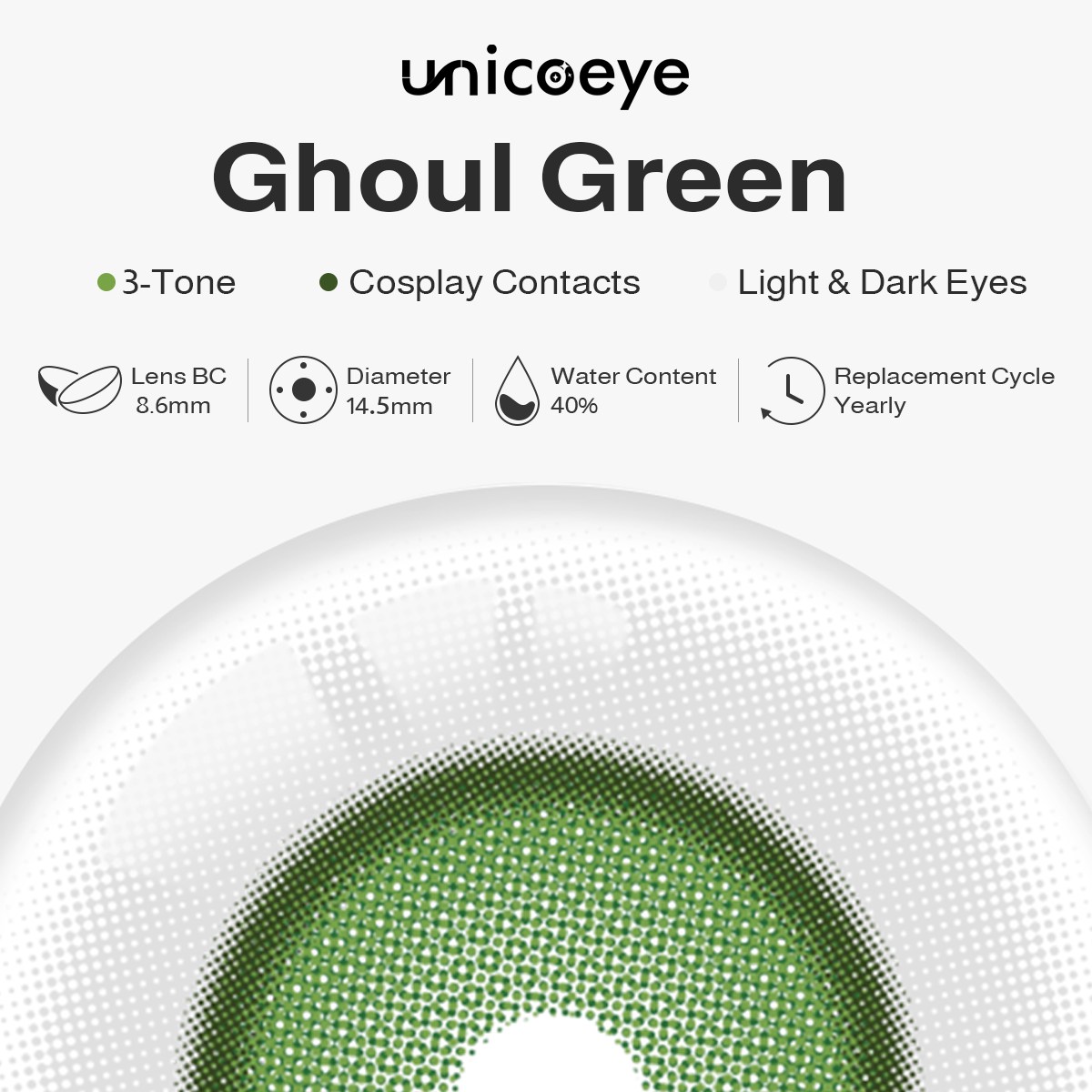 Ghoul Green Costume Yearly Contact Lenses | 2 Pcs