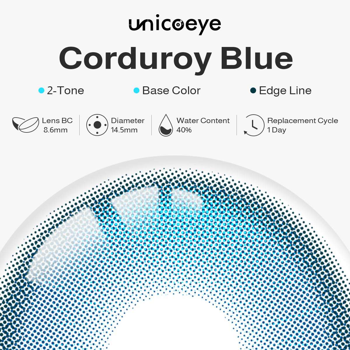 Corduroy Blue Prescription Daily Contact Lenses | 2 Pcs