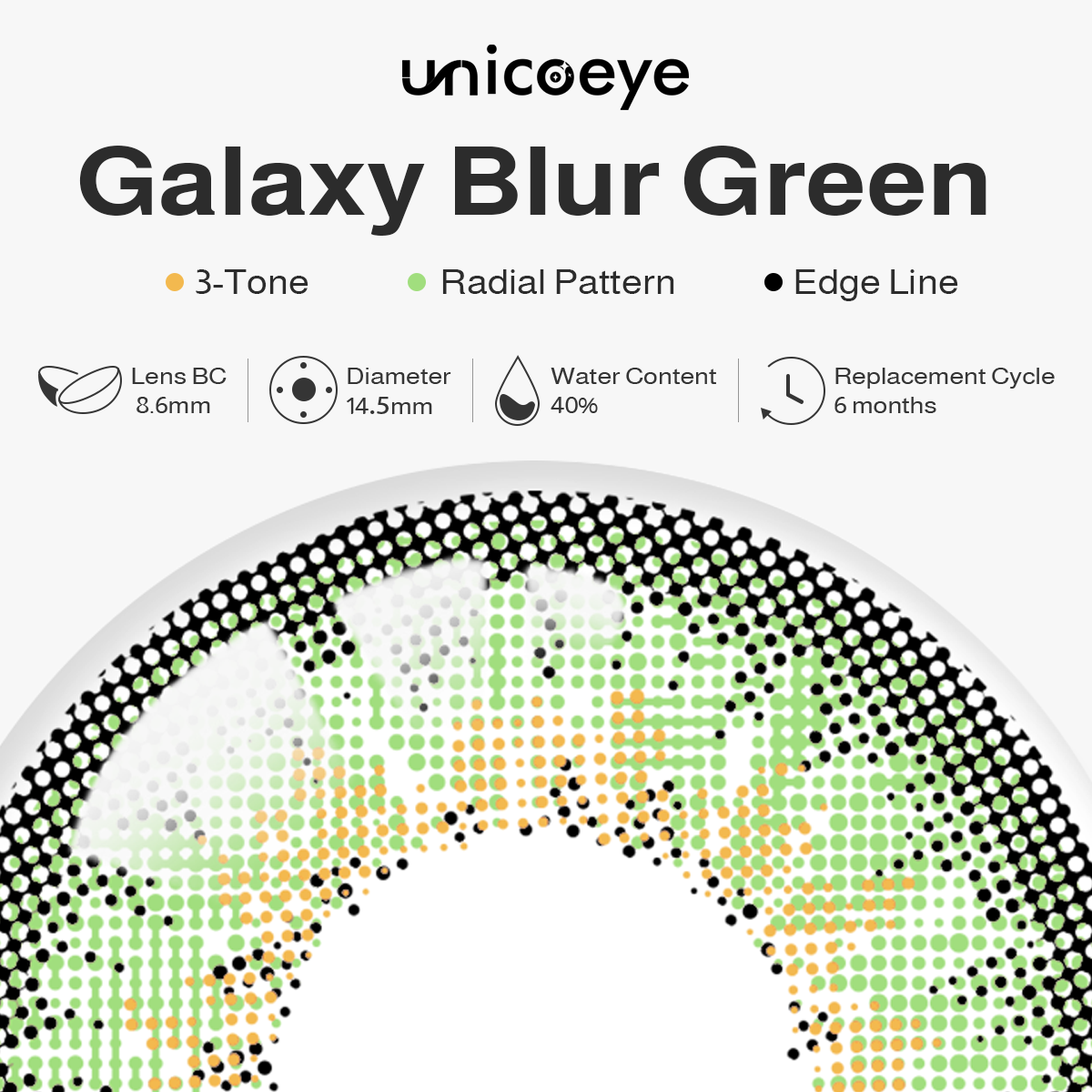 Galaxy Blur Green 6 Months Contact Lenses | 2 Pcs