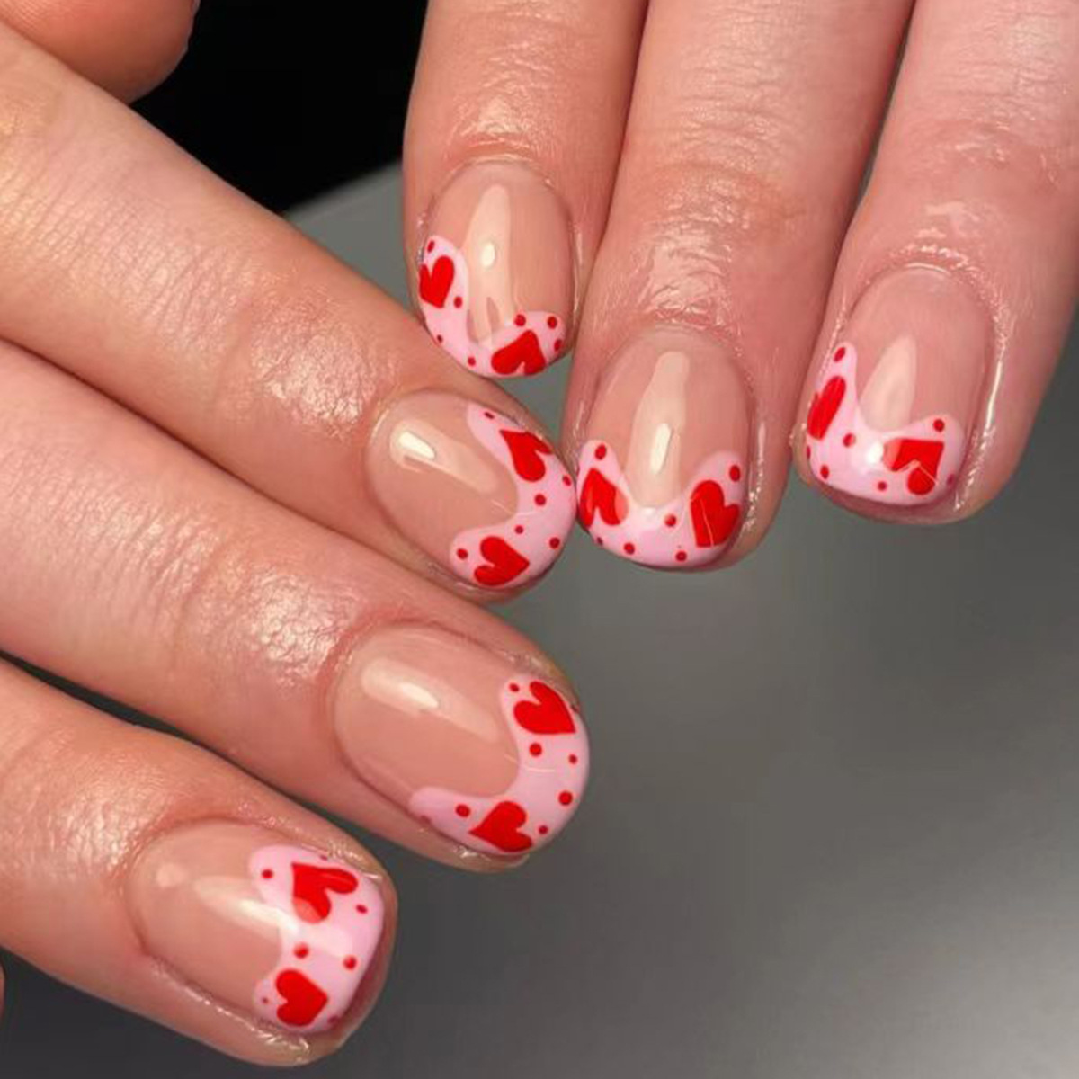 Blushing Love Red Nails