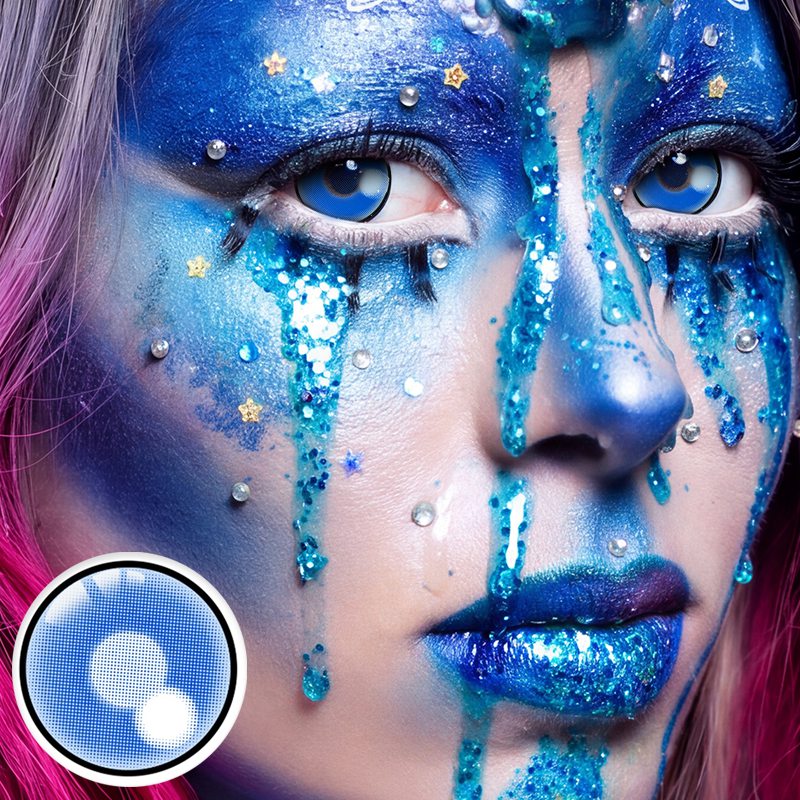 Digital Ocean Blue Costume Yearly Contact Lenses | 2 Pcs