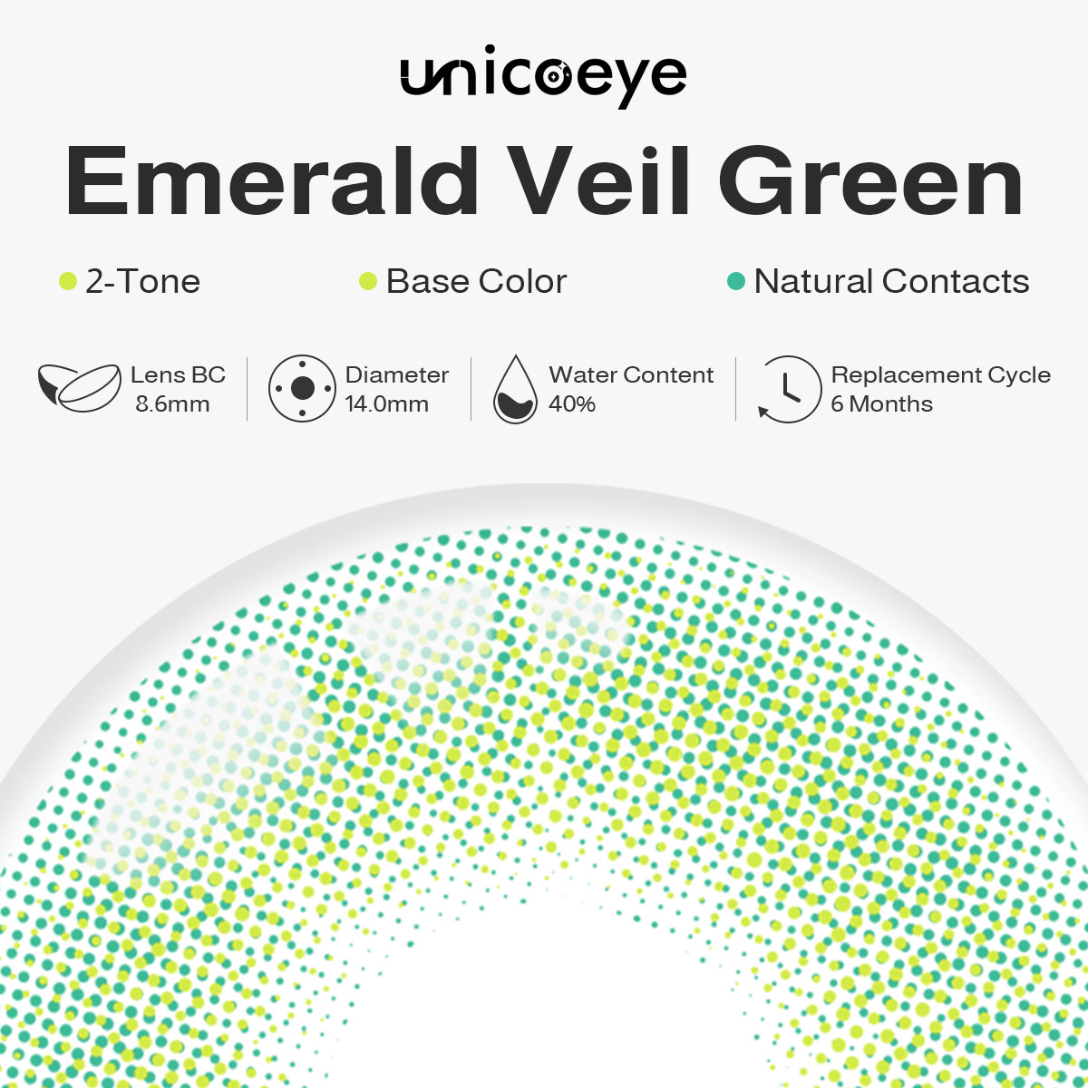 Emerald Veil Green 6 Months Contact Lenses | 2 Pcs