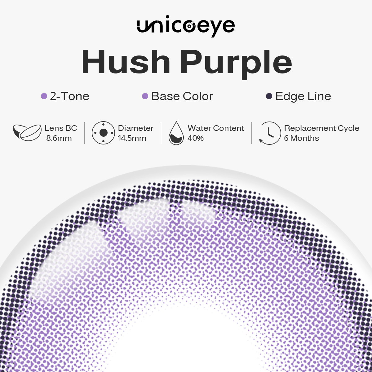 Hush Purple Prescription 6 Months Contact Lenses | 2pcs