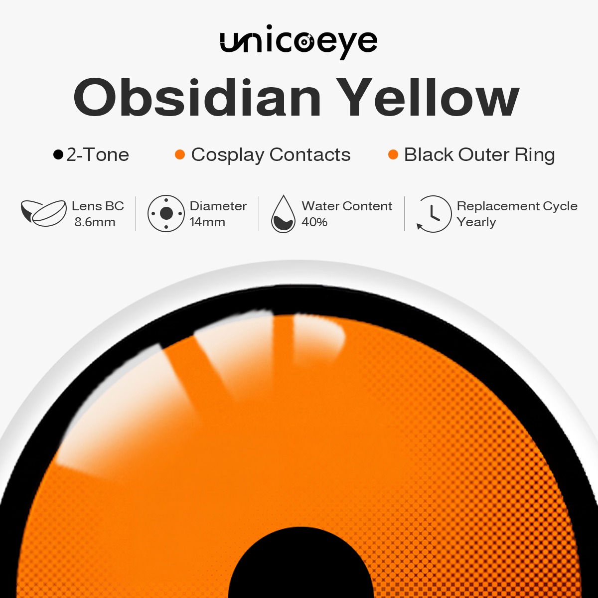 Obsidian Yellow Costume Yearly Contact Lenses | 2 Pcs