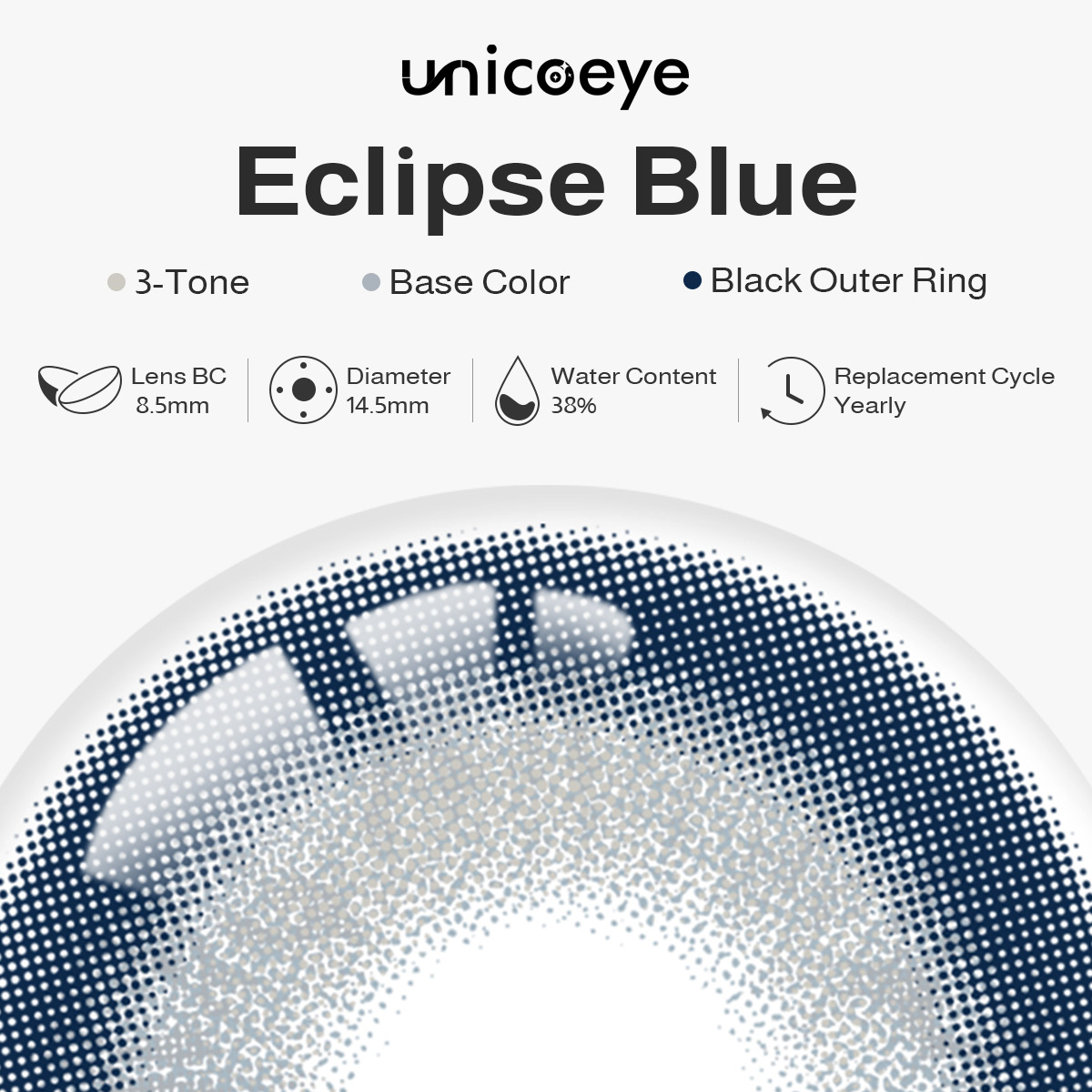 Eclipse Blue Yearly Contact Lenses