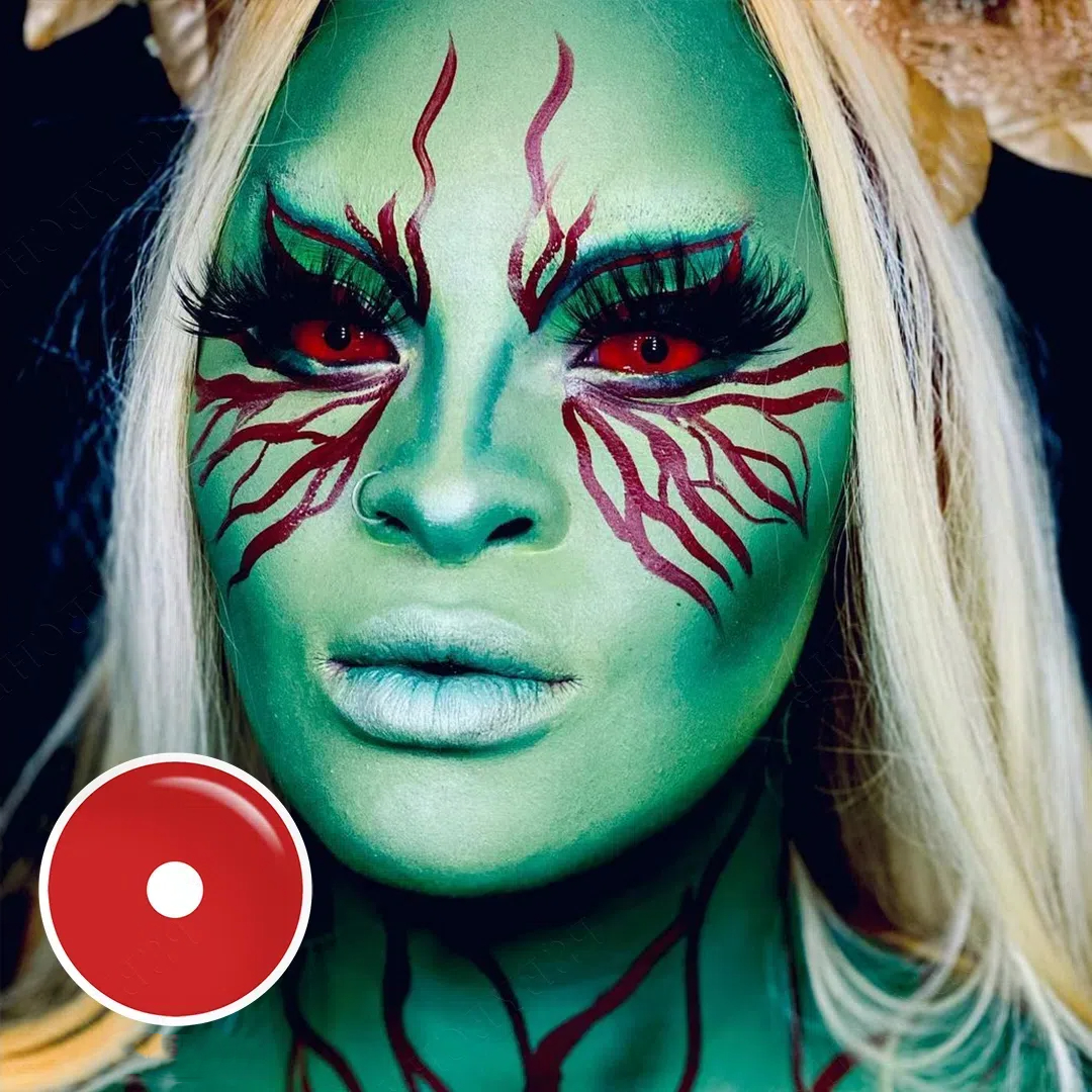 Pure Red Sclera 22mm Costume Yearly Contact Lenses