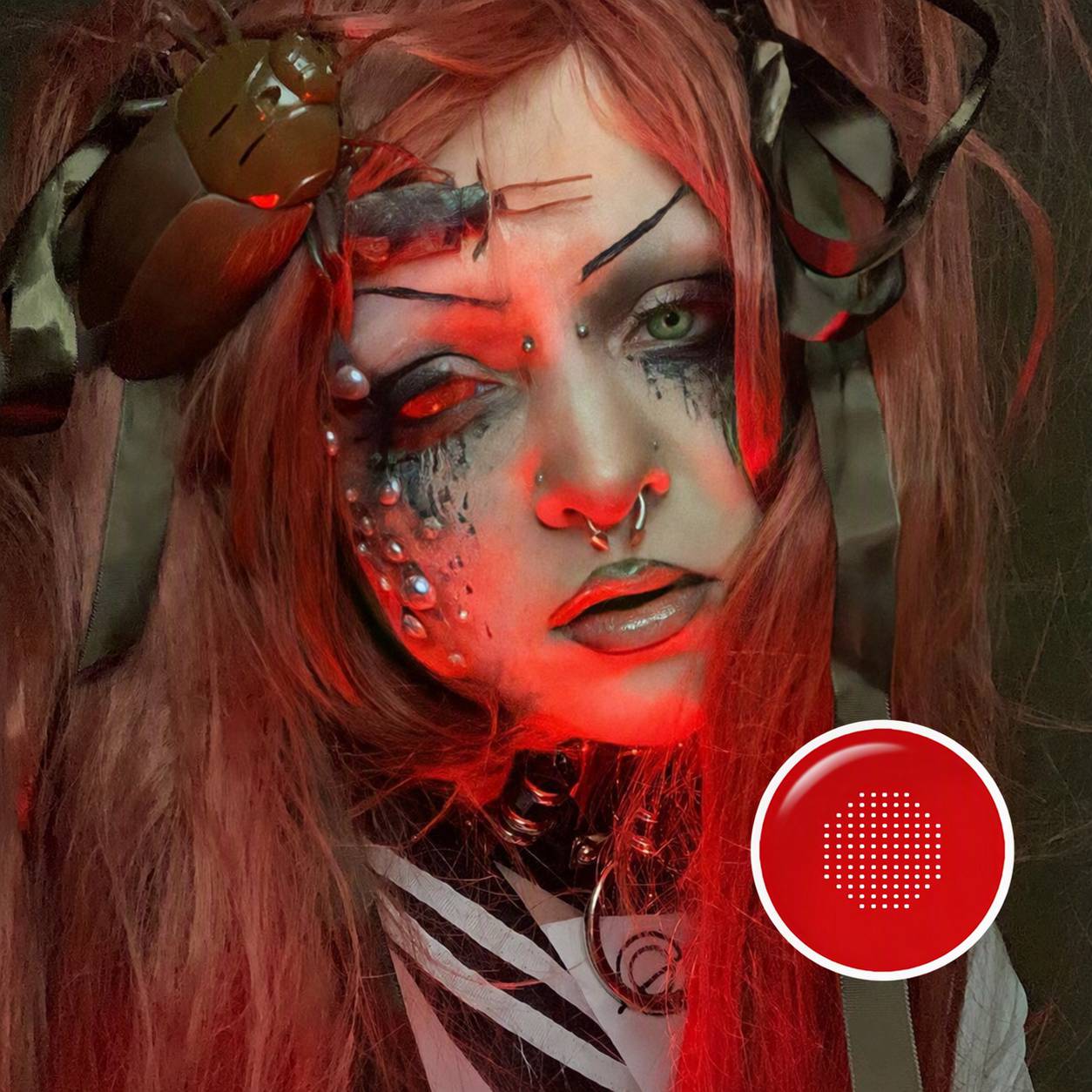 Pixel Ember Red 22mm Costume Yearly Contact Lenses | 2 Pcs