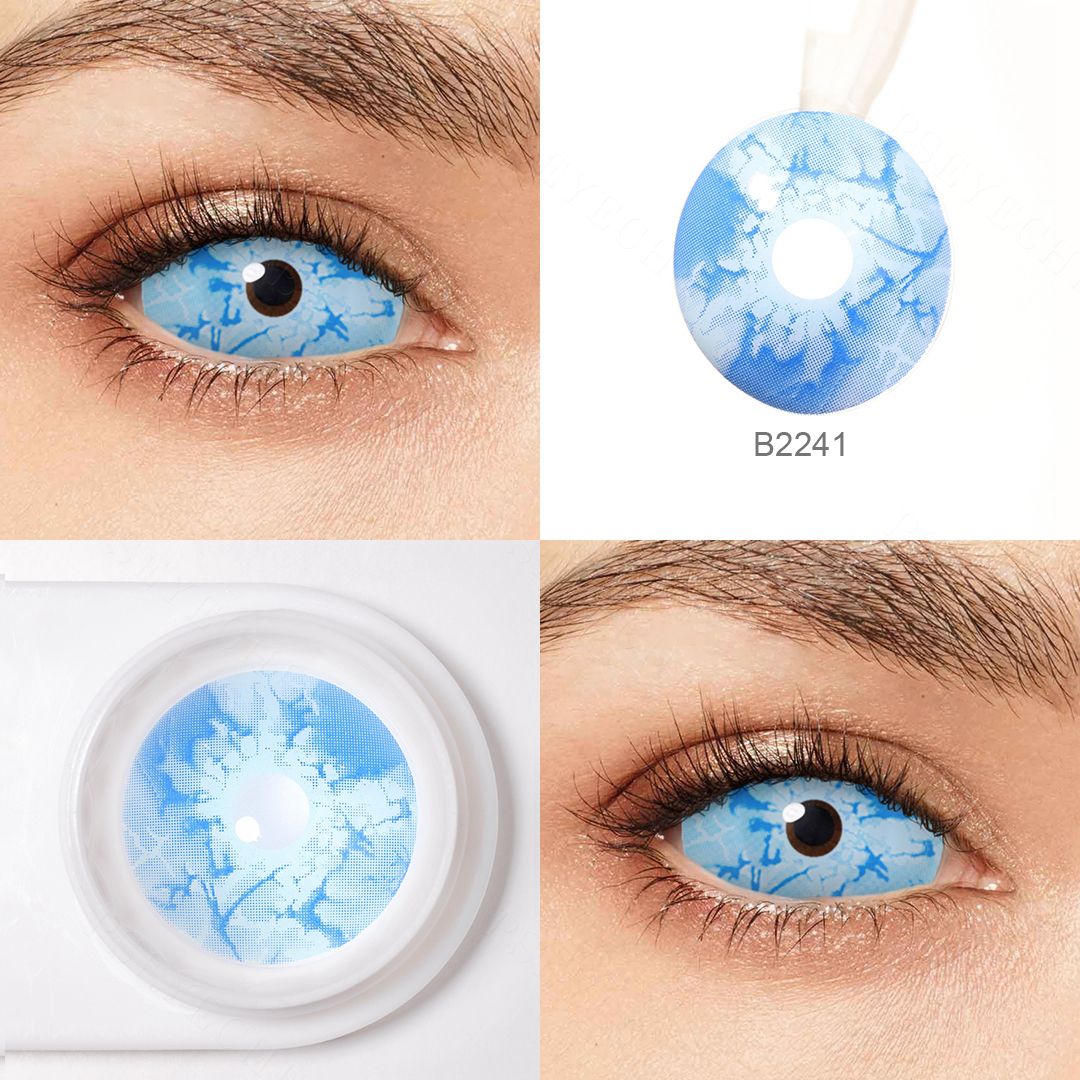 Crimson Bloom Blue 22mm Costume Yearly Contact Lenses | 2 Pcs