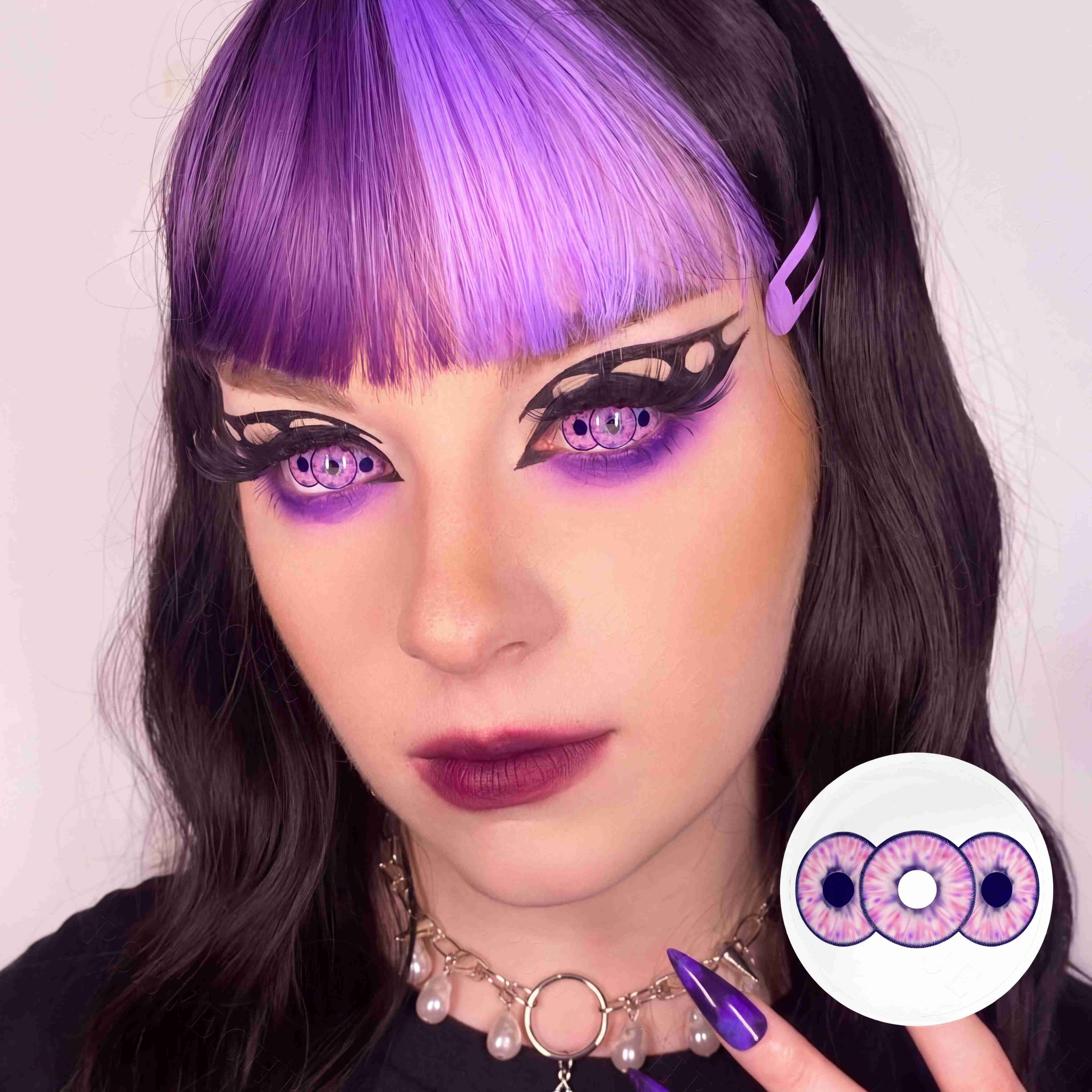 【Exclusive】Lilac Triptych Purple 22mm Costume Yearly Contact Lenses | 2 Pcs