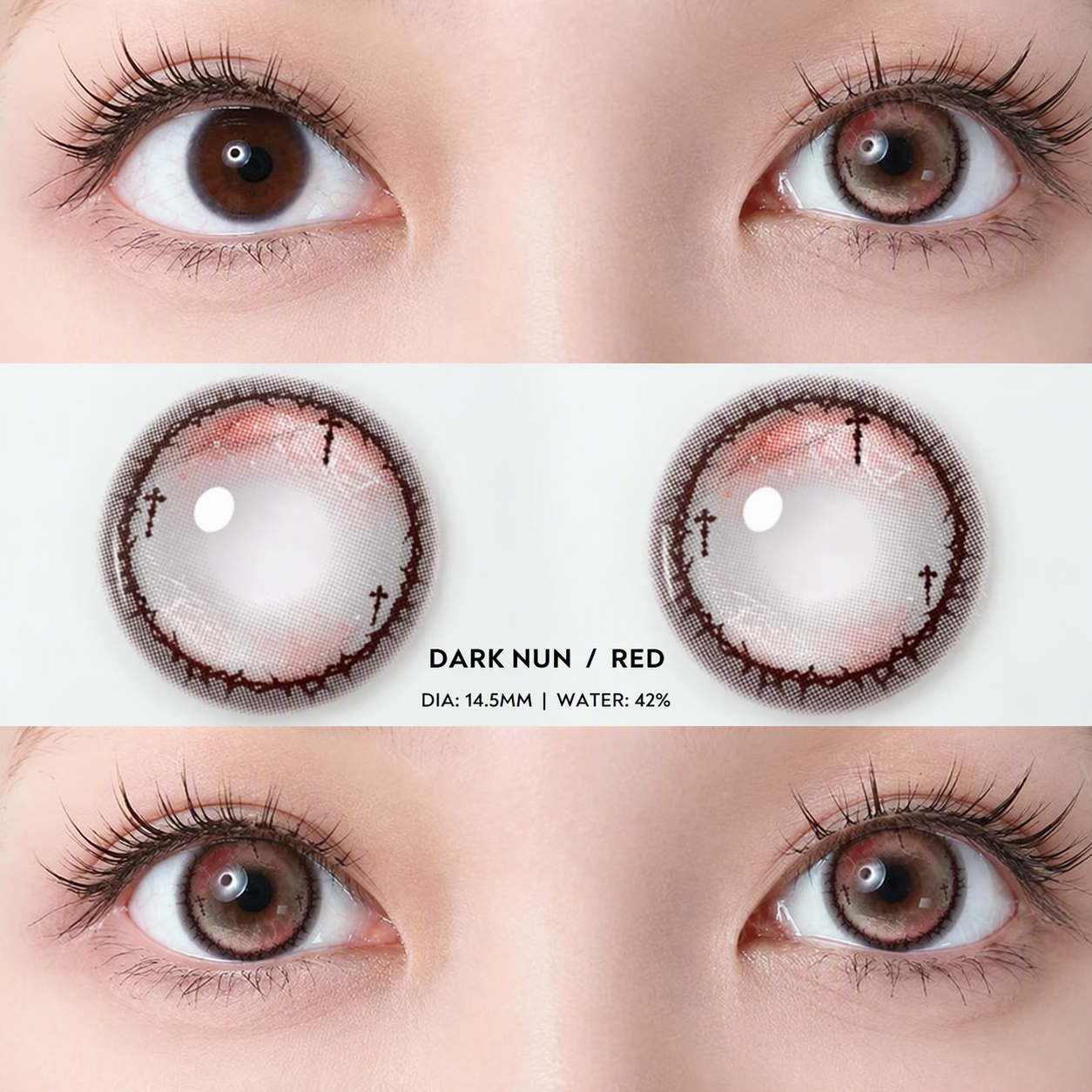 Dark Nun Red Costume Yearly Contact Lenses | 2 Pcs