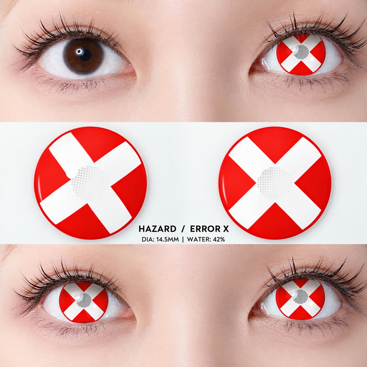 Hazard Error X Red Costume Yearly Contact Lenses | 2 Pcs