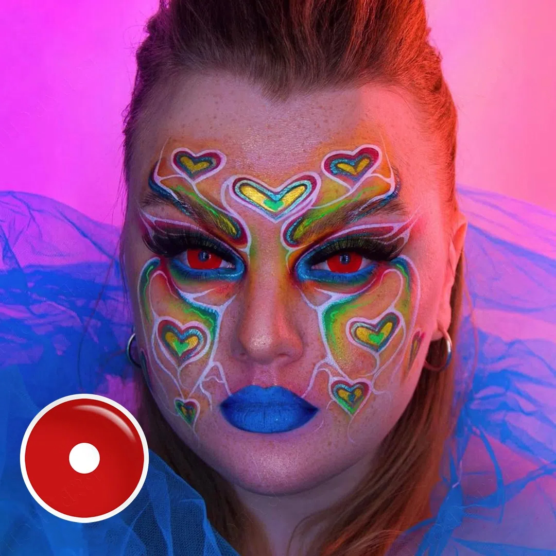 Red Zombie Sclera 17mm Costume Yearly Contact Lenses