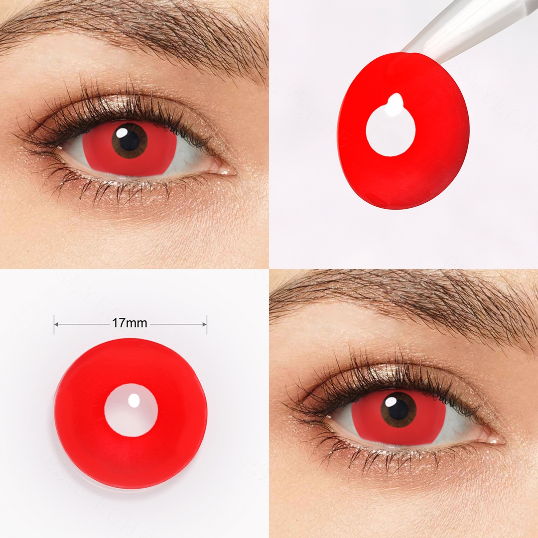 Solid Red Sclera 17mm Costume Yearly Contact Lenses
