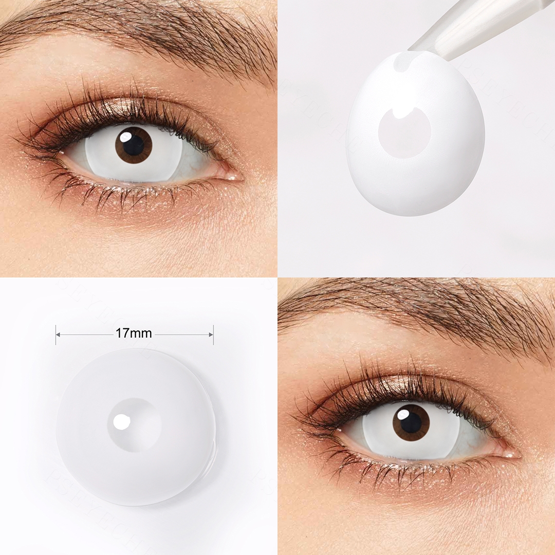 Solid White Sclera 17mm Costume Yearly Contact Lenses