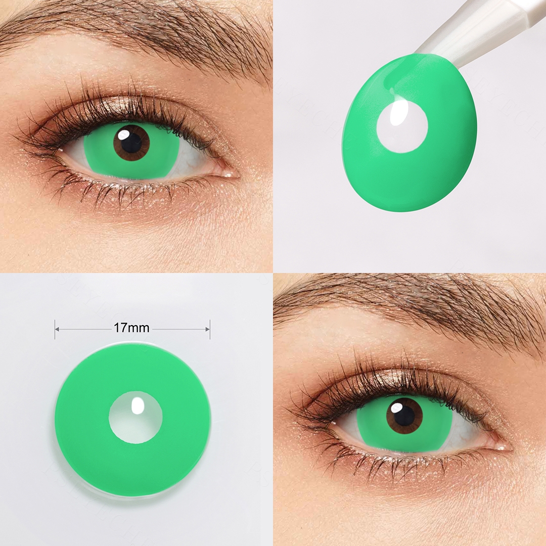 Solid Green Sclera 17mm Costume Yearly Contact Lenses