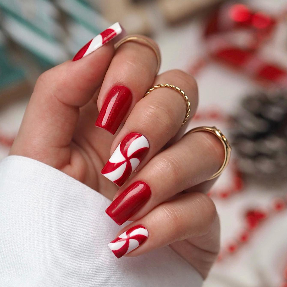 Candy Cane Red Nails
