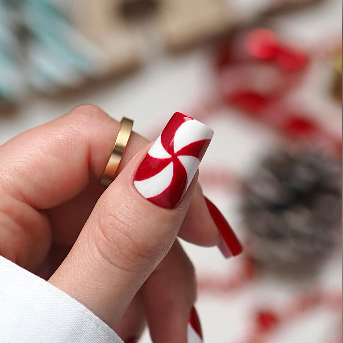 Candy Cane Red Nails