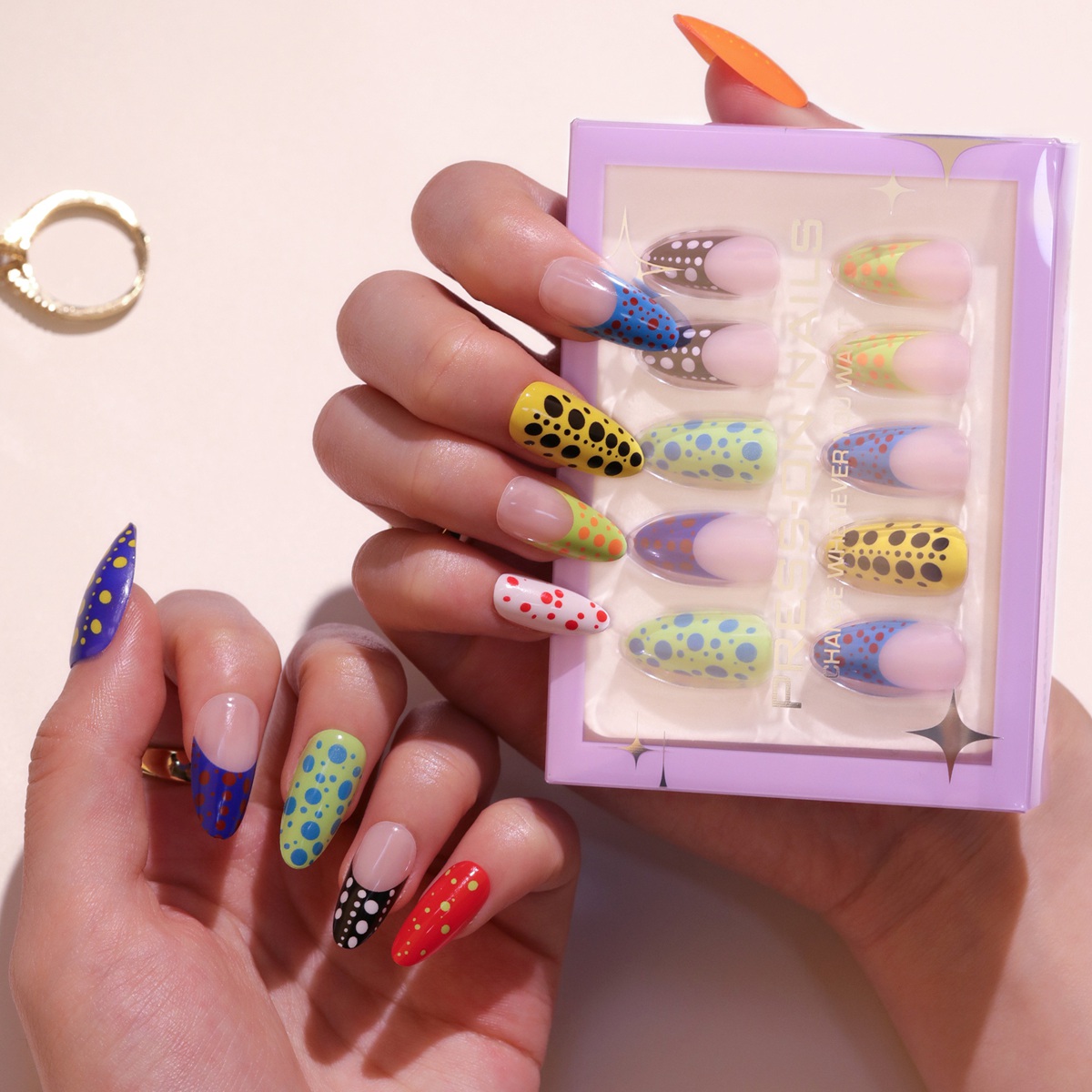 Colorful Spots Multicolor Nails
