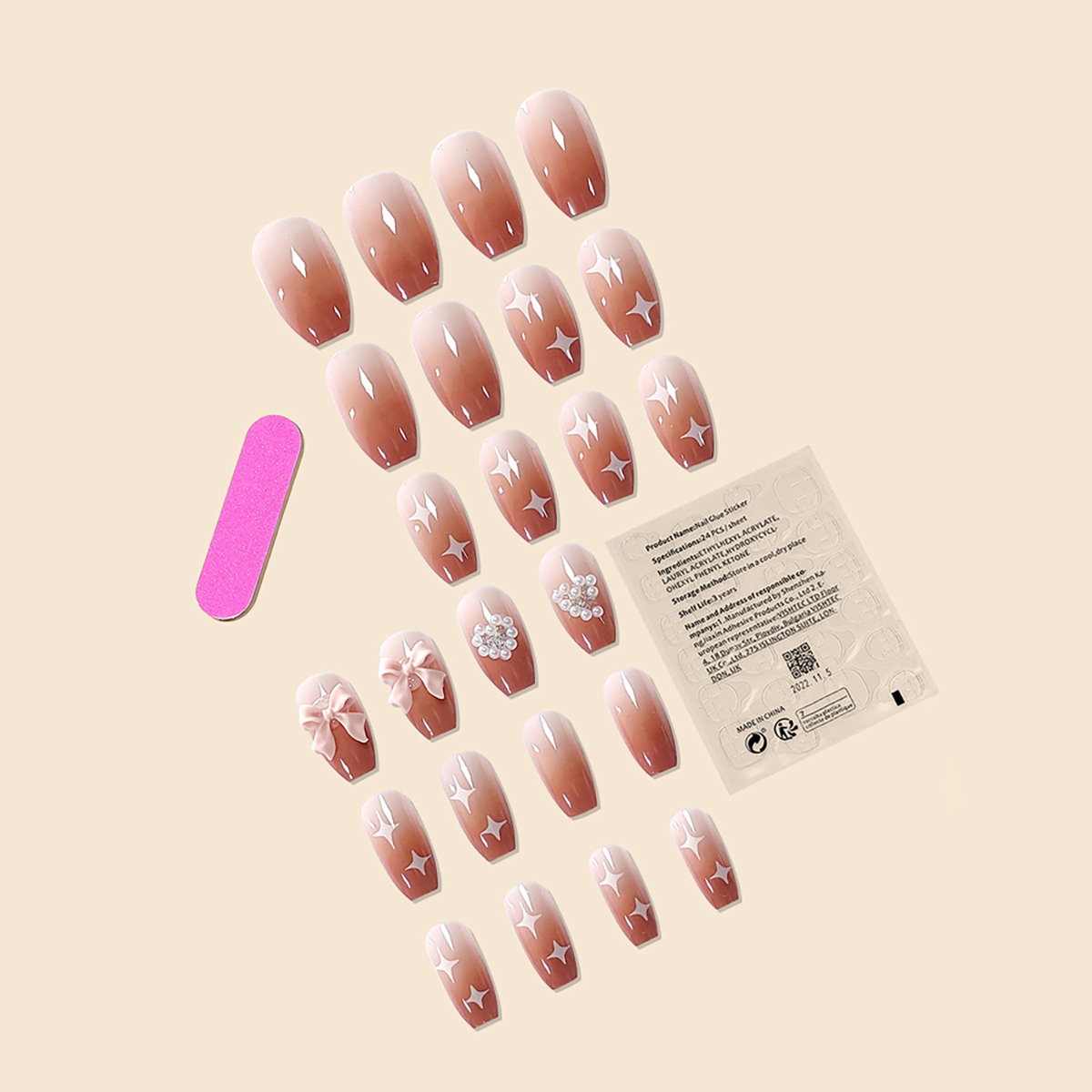 Amour Emboss Pink Nails