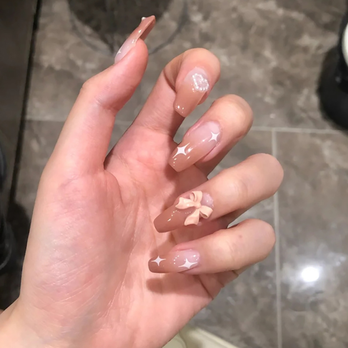 Amour Emboss Pink Nails