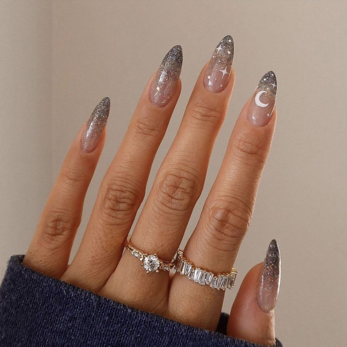 Mystic Moon Grey Nails