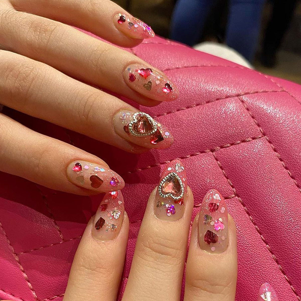 Princess Heart Pink Nails