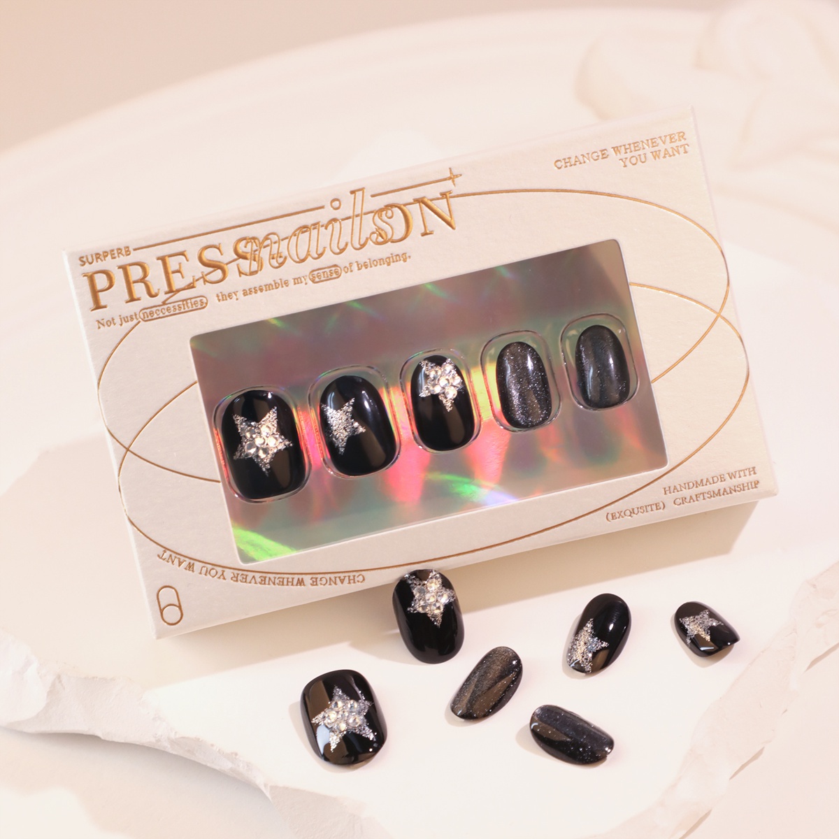 Starry Dark Black Nails