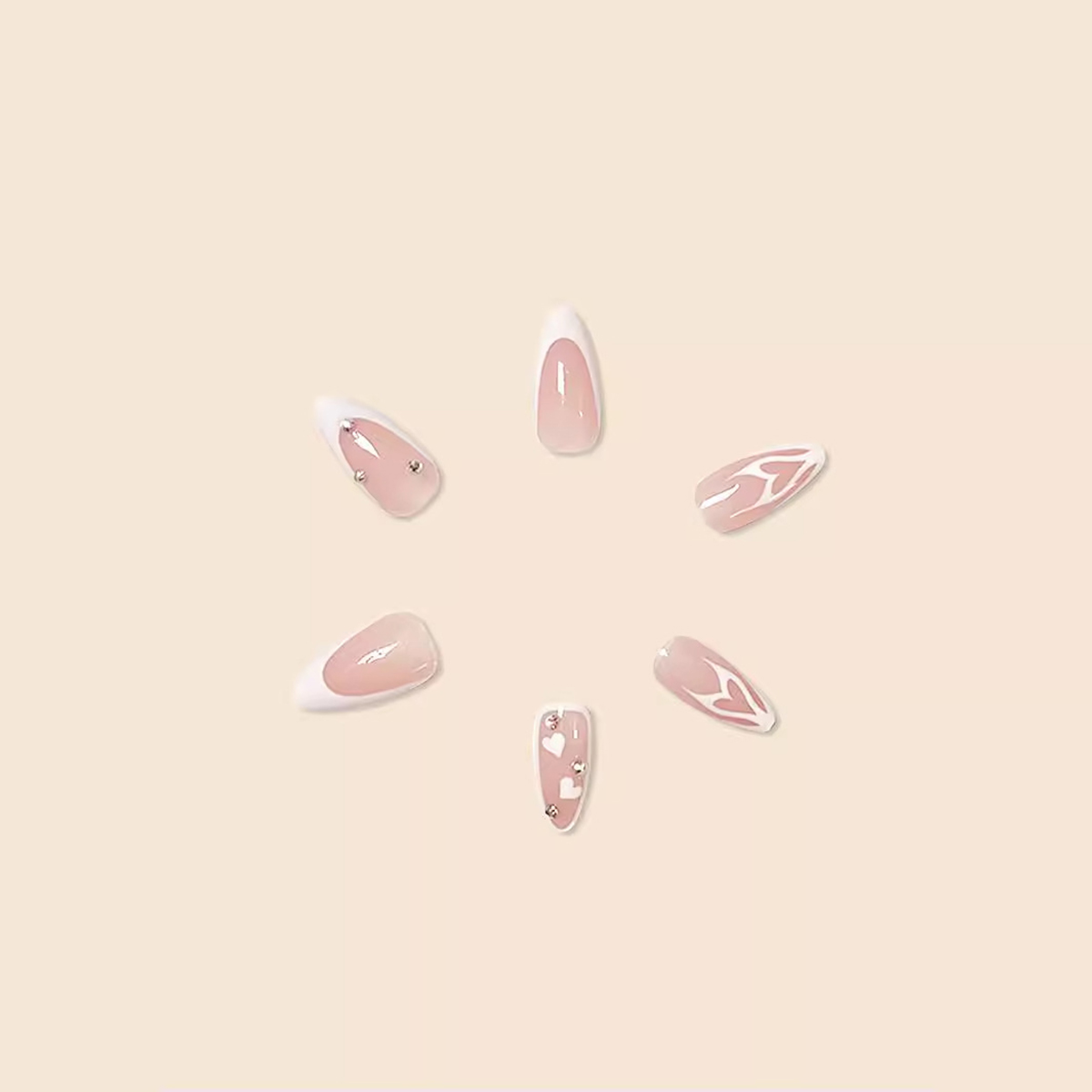 Flaming Hearts Pink Nails