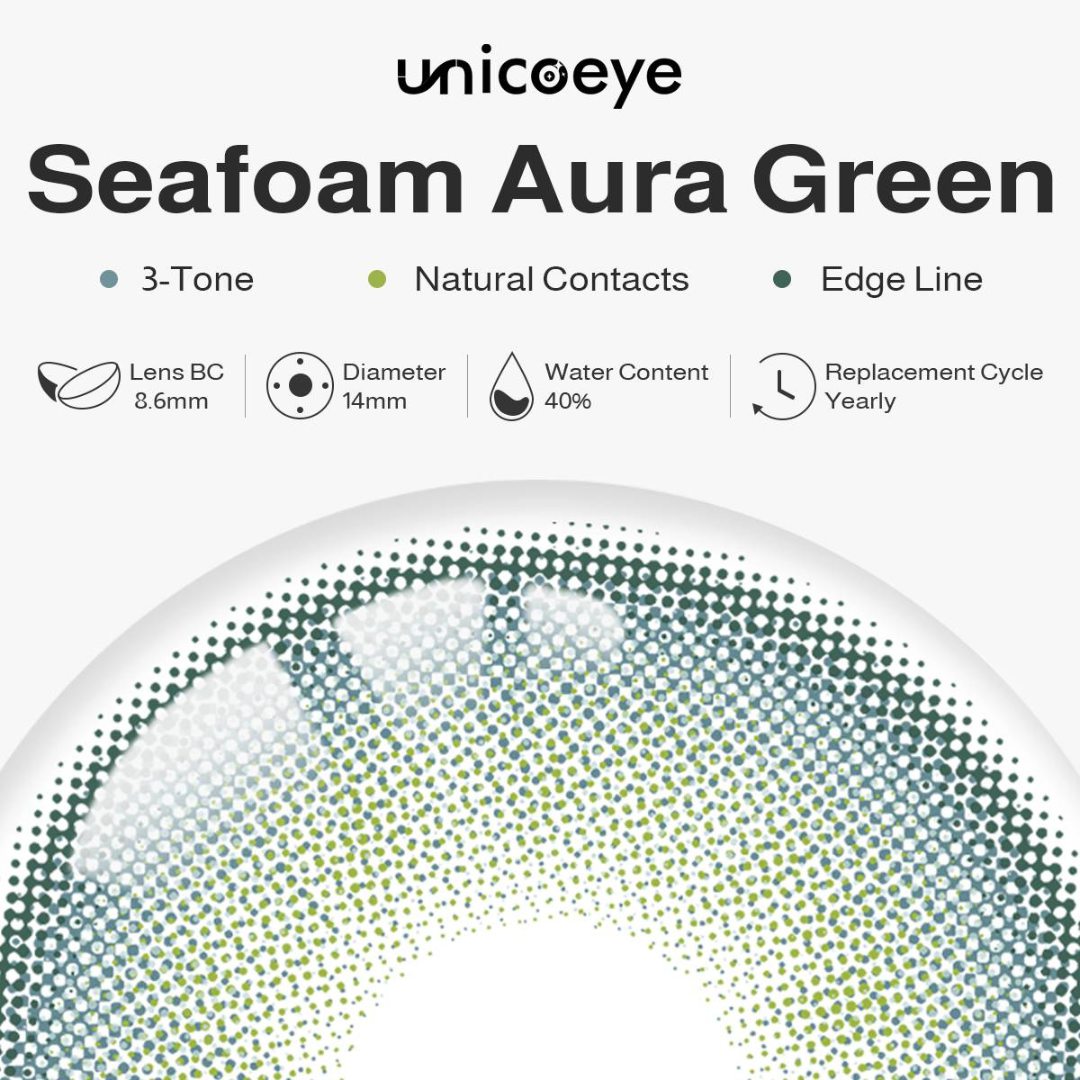 Seafoam Aura Green Yearly Contact Lenses | 2 Pcs