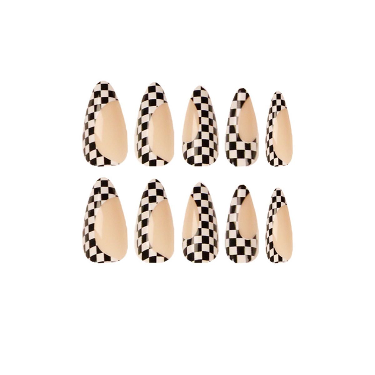 Classic Grid Khaki Nails