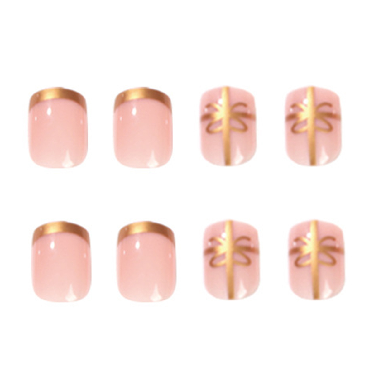 Bow Gold Nails